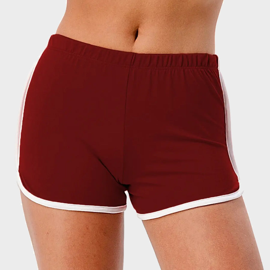 Solid Colored Shorts with White In-Seam Piping M / Burgundy